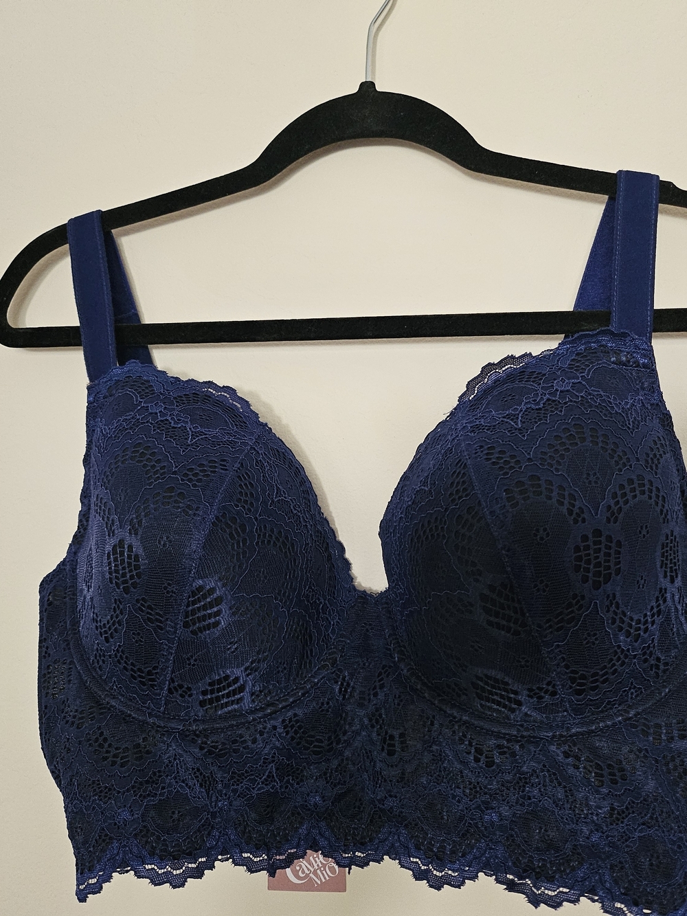 Lace Longline Bralette in Navy - Unbranded